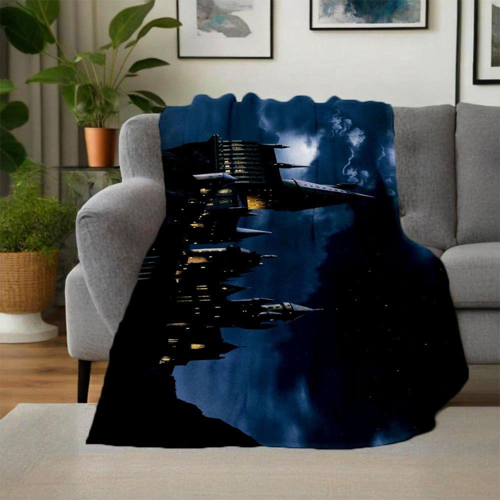 Fantasy Castle Night Sky Background Phone WallpaperBlanket Flannel Throw Blanket for Sofa, Bed, Travel, Camping, Office, Couch, Chair