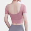 Summer Women's Quick-Dry Yoga Crop Top with Chest Pads - Short Sleeve Fitness Shirt