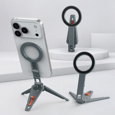Supporto per Telefono Magnetico in Alluminio Treppiede da Scrivania Selfie Live Streaming Pieghevole Portatile Supporto per Fotocamera