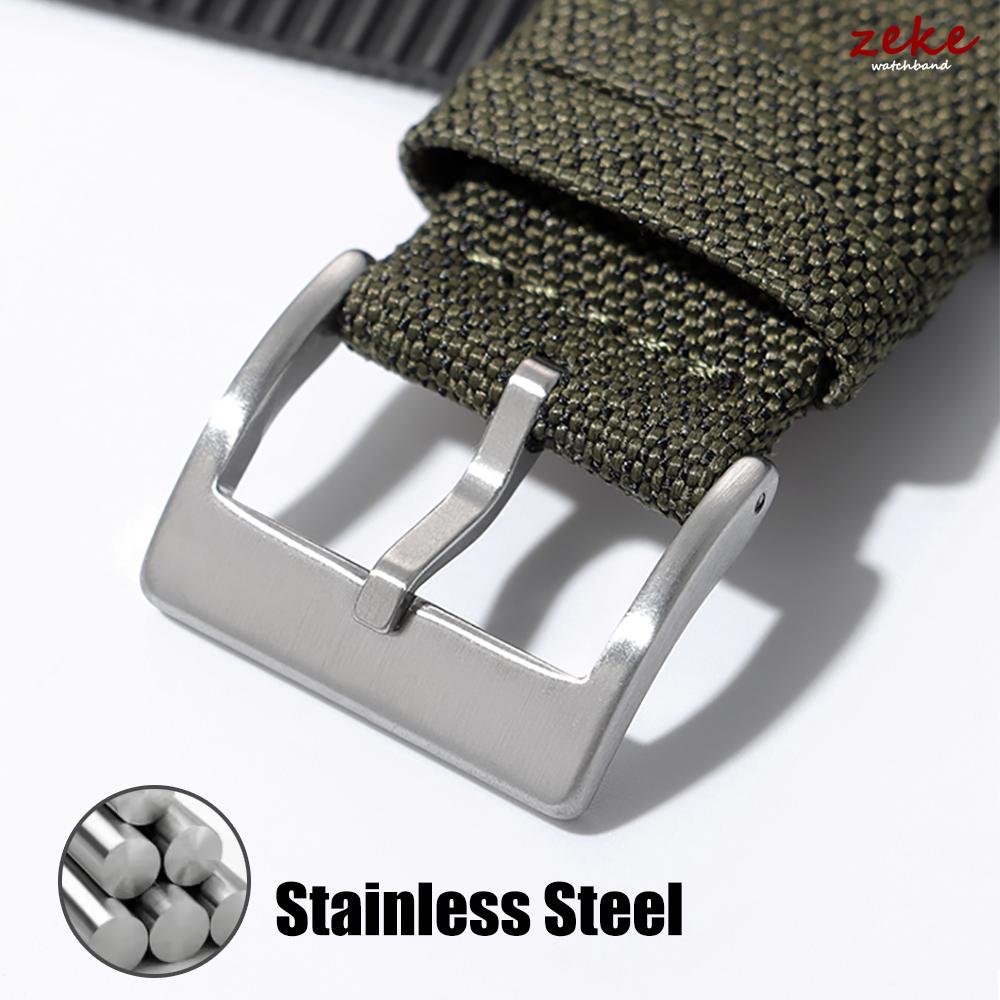 20mm 22mm Universelles Nylon-Leder-Uhrenarmband Herren Damen Schnellverschlussband für Militär Sport Armband Stoff Leder Armband