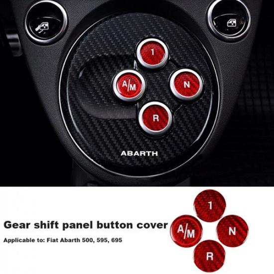 4pcs Carbon Fiber Car Gear Shift Button Cover For Fiat Abarth 595 695 2012-