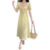2025 Plus Size French Floral Short Sleeve A-line Dress for Women - Slimming Summer Design.