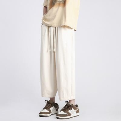Men's Pure Cotton Casual Pants Versatile Casual Trousers Men's Spring and Autumn New Men's Straight Trendy Loose Pants Men