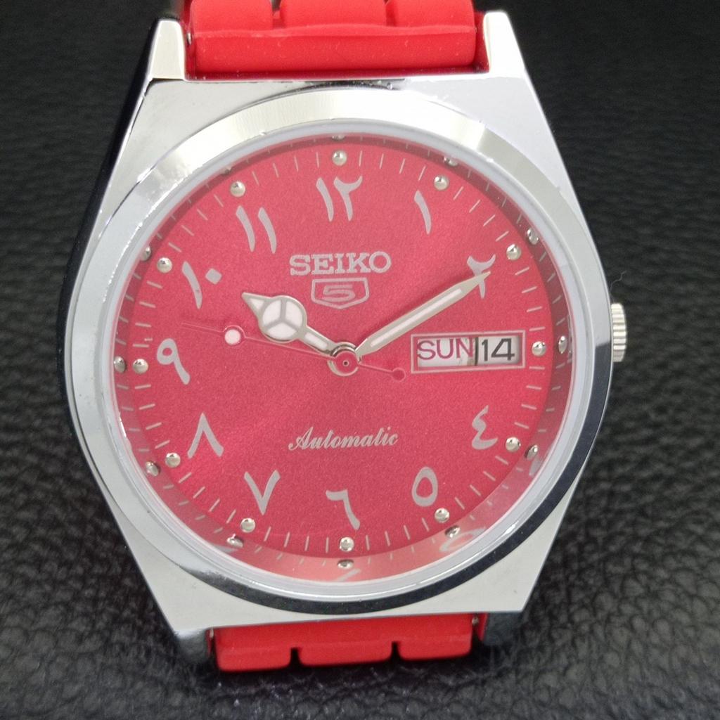 REFURBISHED VINTAGE SEIKO 5 AUTOMATIC 6309A JAPAN MENS RED DIAL WATCH a441299-a