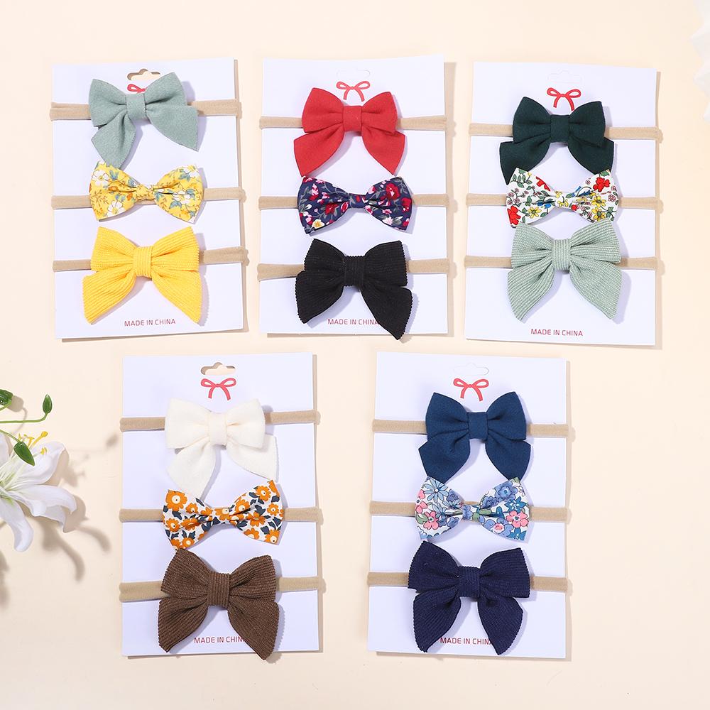 

15Pcs/Set Cute Baby Sweet Print Bow Headbands Random for Girl Newborn Soft Elastic Hair Band Nylon Band Infant Headwear