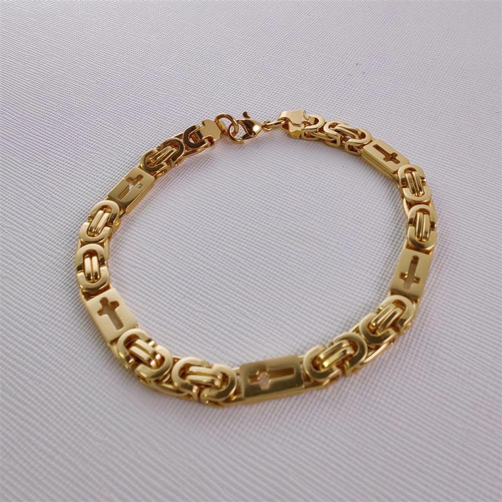 Men Cross Shape 6mm 8mm 11mm Imperial Chain Bracelet High Polished Stainless Steel Chunky Street Wrist Jewelry