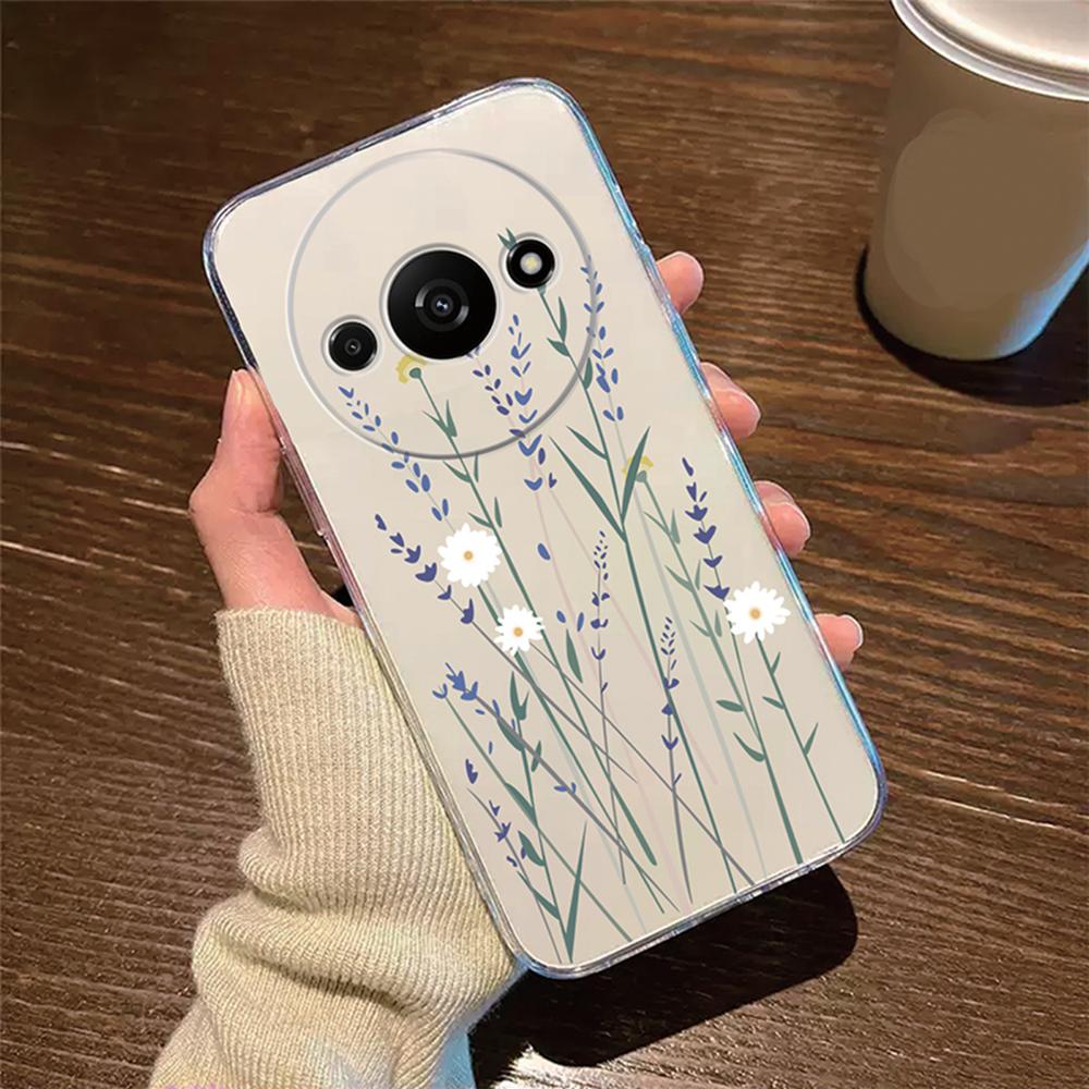 Rose Flower Oil Painting Pearl Phone Case Transparent Clear For Xiaomi Redmi A3 A1 A2 Plus A5 A3X Cover Silicone RedmiA3 6.71"