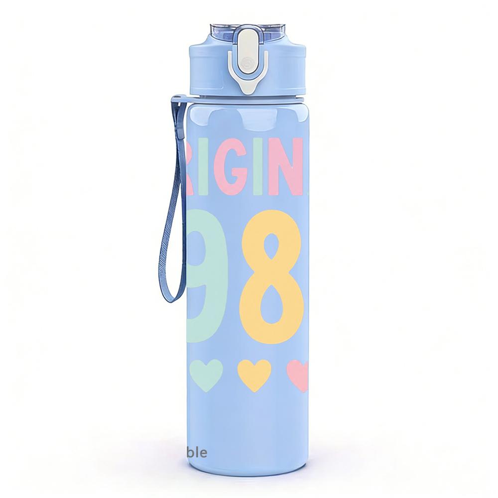 1PC Original 1986 Pastel Text 750ml Color Plastic Sports Water Bottle Leakproof Flip Straw Lid Suitable for Sports Office Home Use