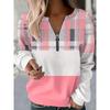 Felpa da donna con zip e maniche lunghe, top pullover stampato
