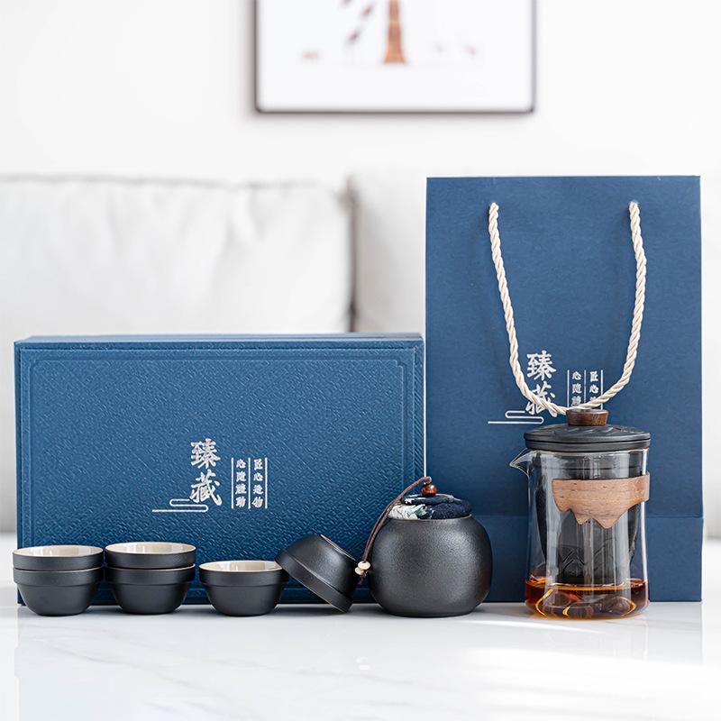 Travel Tea Set Glass Outdoor Kung Fu Teacup Japanese-style Brewing Teapot Portable Express Cup Business Gift Set