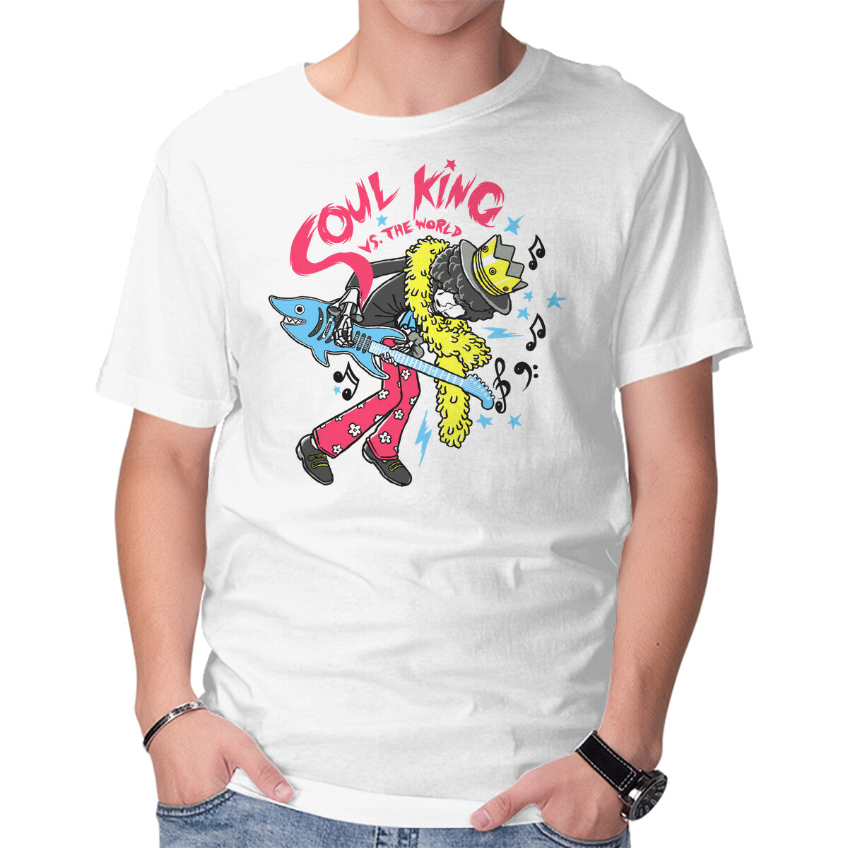Unisex Crew Neck T-Shirt Soul King Vs The World Graphic Short Sleeve Casual Tee XS