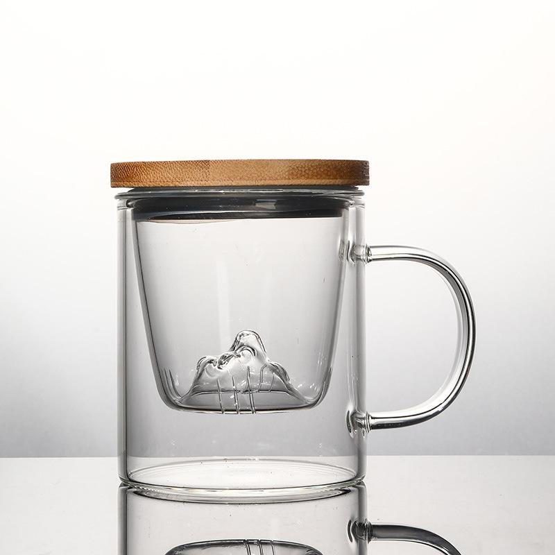 Household Integrated Molding Transparent Glass Double-layer Anti-scalding and Heat Insulation Guanshan Cup Removable Filter Tea Cup