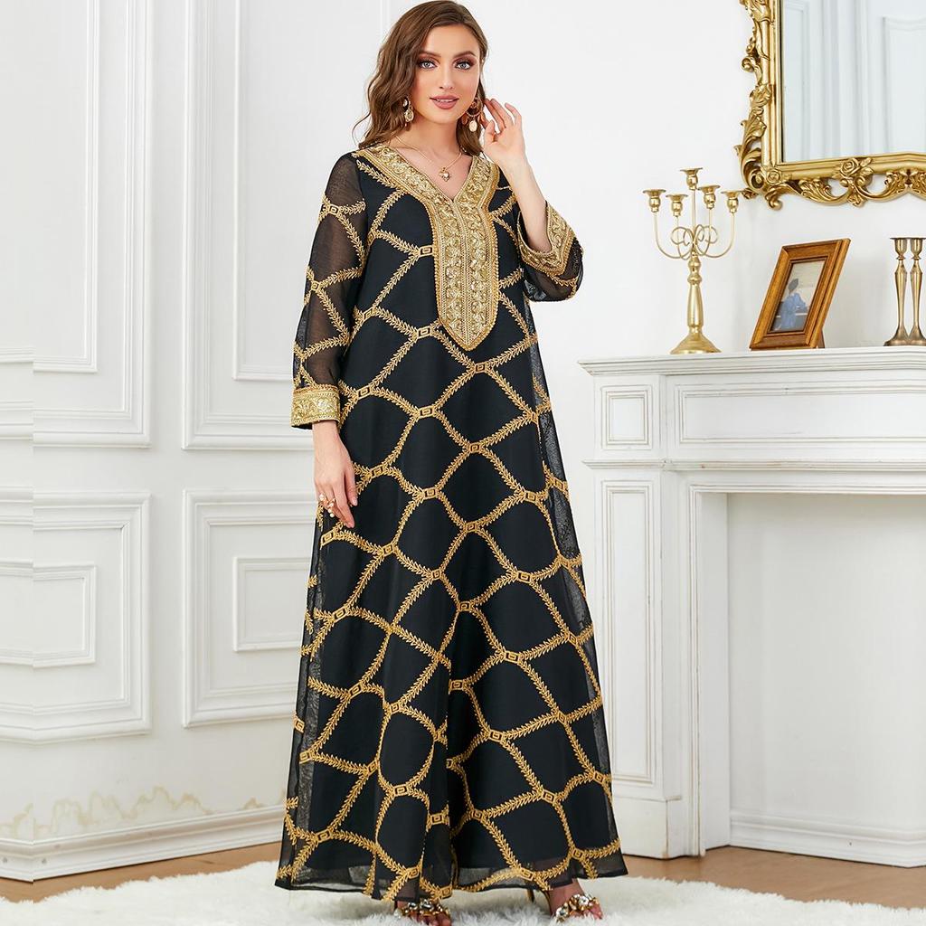 Dubai Women's Long-Sleeved Fashion Robe Dress