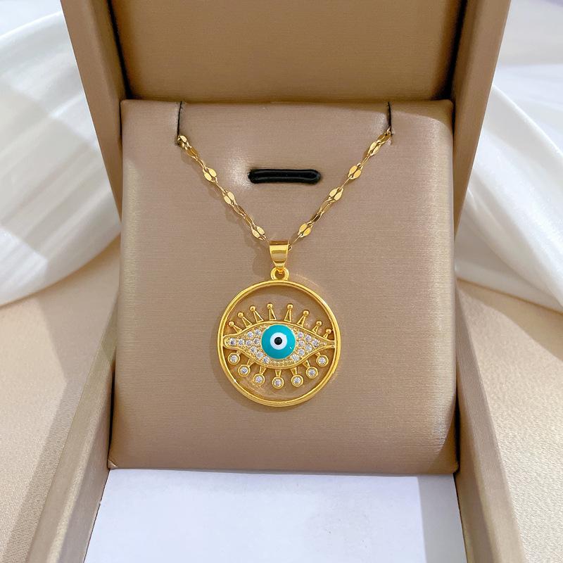 Full Diamond Luxury Light Luxury Banquet Wedding Necklace Female Internet Celebrity Versatile Collarbone Chain Titanium Steel Chain