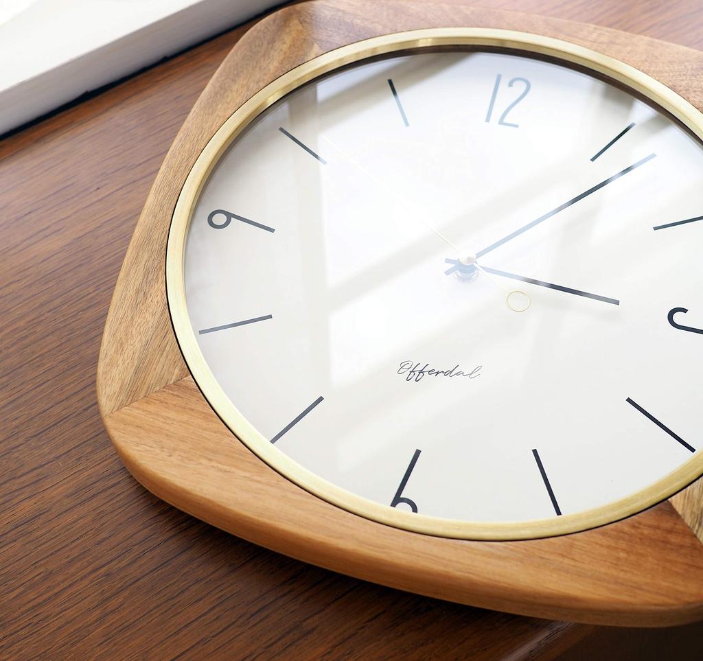 Interform Wall Clock Mauritz Wood Gold Sweep Movement CL-3932 30.5cm