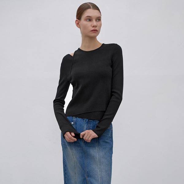 ATELIER NAIN Unbalanced Cutout Slim Knit(T-6777)