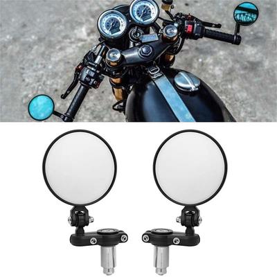 7/8" 22mm Universal Motorcycle Mirrors Round Handlebar Wing Foldable Mirrors End Side Mirror Black with Tool