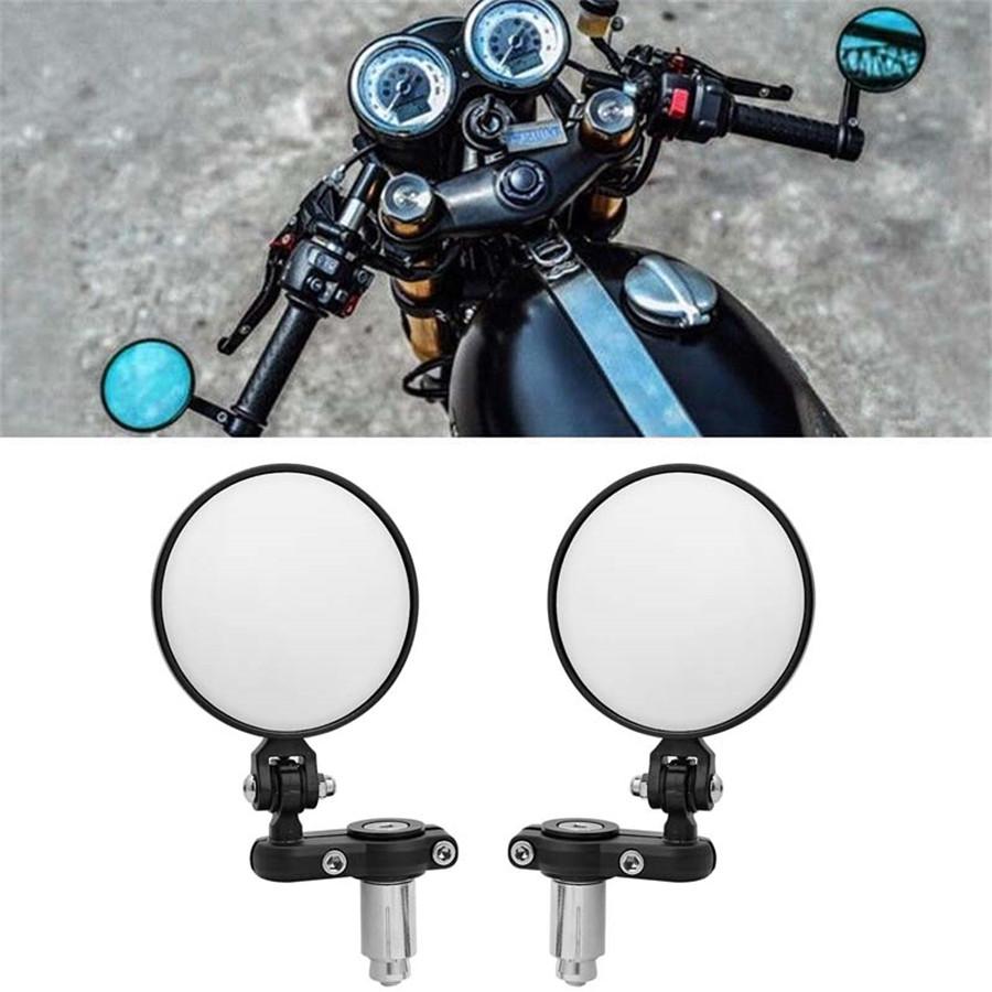 

7/8 22mm Universal Motorcycle Mirrors Round Handlebar Wing Foldable Mirrors End Side Mirror Black with Tool