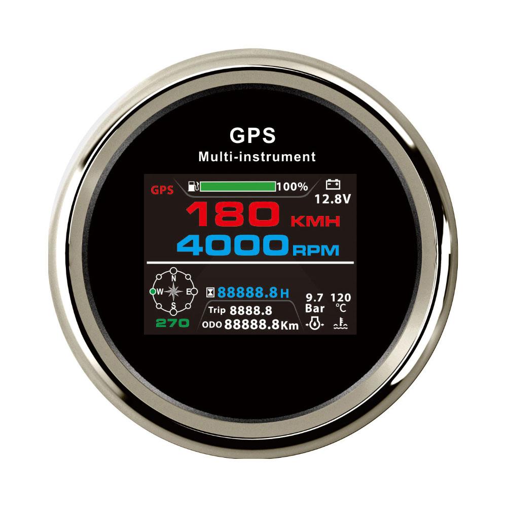 Waterproof 85mm 0-999 km/h MPH Knots GPS Speedometer Odometer Trip Tachometer Hours with Fuel Voltmeter Water Temp for Boat Car