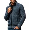Men's Lined Long Sleeve Zip Up Sweater Cardigan with Stand Collar and Color Block Design