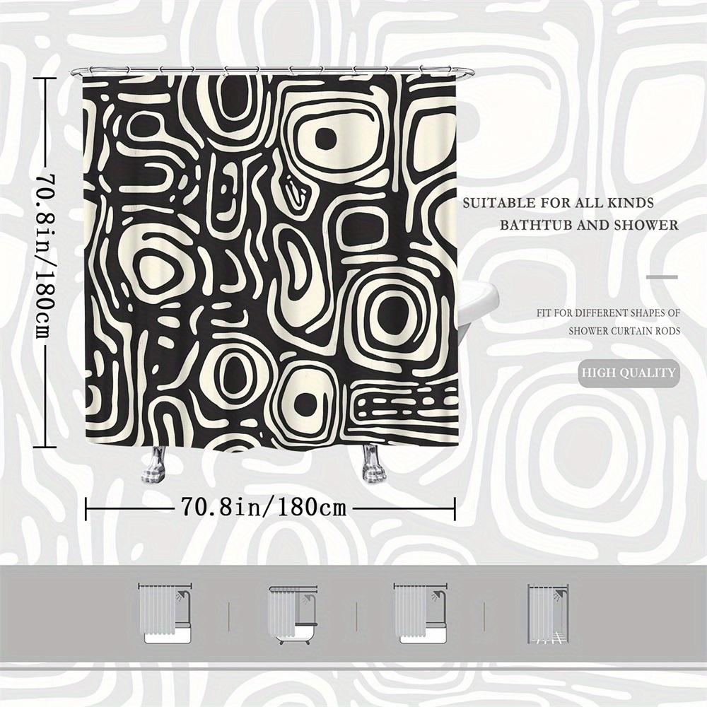 Abstract Shower Curtain – Black & White Op Art Pattern, Waterproof Polyester, Modern Minimalist Bathroom Decor With 12 Hooks