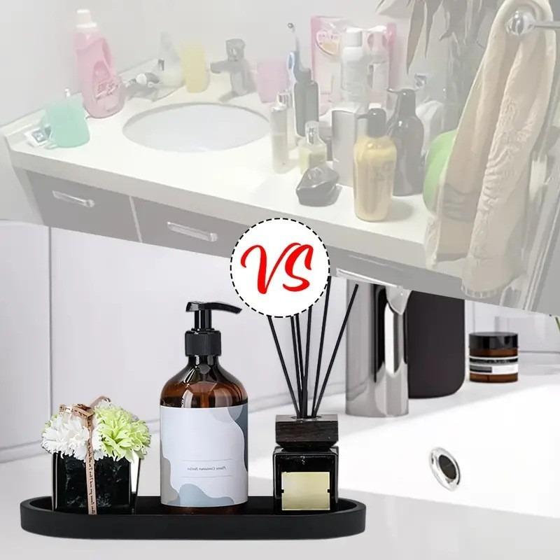 Plateaux de Rangement Oval en Silicone - Porte-Savon et Organisateur de Bijoux sans Perçage pour Coiffeuse et Salle de Bain, Boîtes de Rangement Multifonctionnelles Antidérapantes
