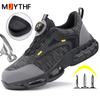 Mode Herren Arbeitssicherheitsschuhe Drehknopf Stahlkappenschuhe Arbeitssneakers Durchstichfeste Schutzschuhe Sicherheitsstiefel Herren