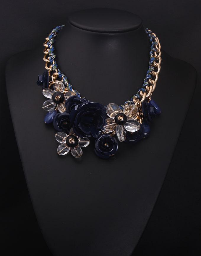 Flori colorate Cristal Gemstone Colier claviculă scurtă Accesorii pentru femei țesute