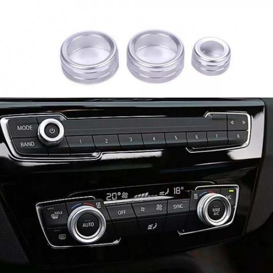 For BMW X2 F39 Console Air Conditioner Button Knob Cover Silver Aluminum 2018-21