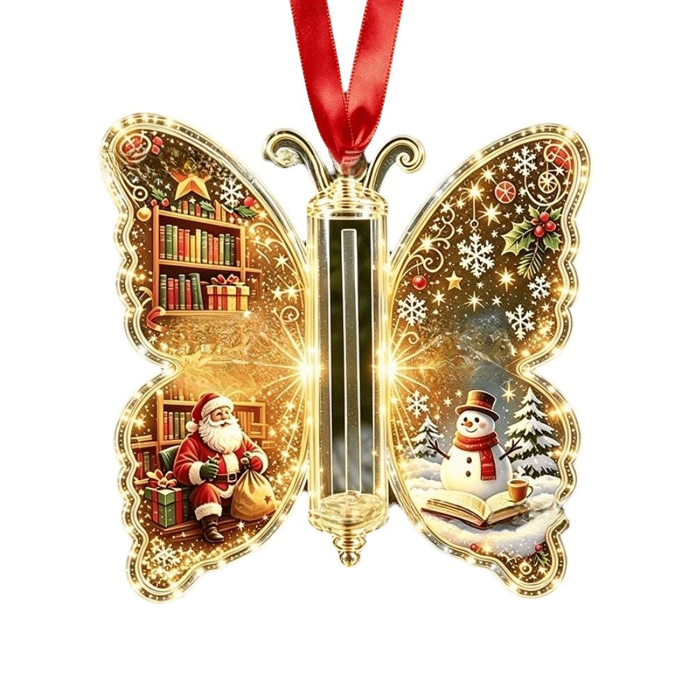 Santa Claus Christmas Tree Ornaments Snowman Butterfly Hanging Decorations Tree Top Decoration
