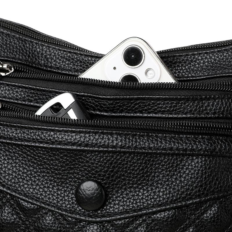 Lingge Women's Bag Soft Leather Crossbody Bag Middle-aged Mother's Bag Shoulder Bag