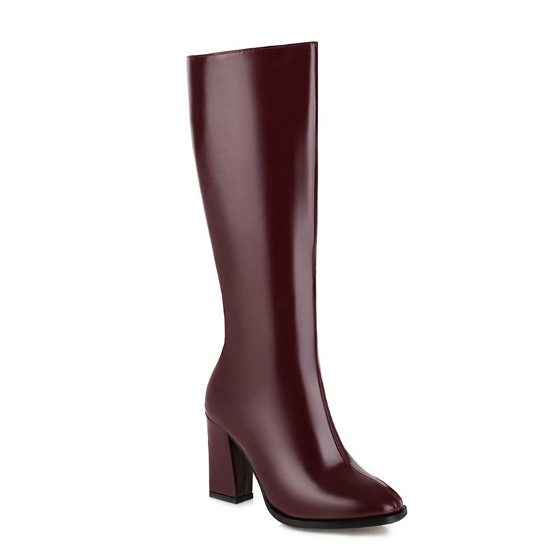 Zipper Knee High Boots Women Elegant Casual Heels Women's High Boot Green White Black Long Shoes Lady Big Size 45 Waterproof