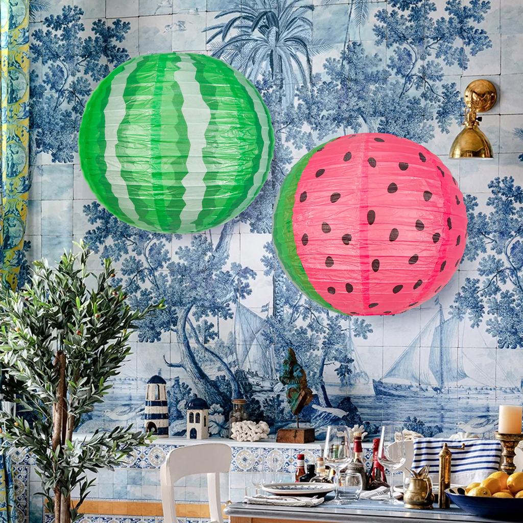 10Pcs Watermelon Festival Lanterns Fruit Theme Decorations for Indoor Outdoor Use Wedding Celebration Accessories