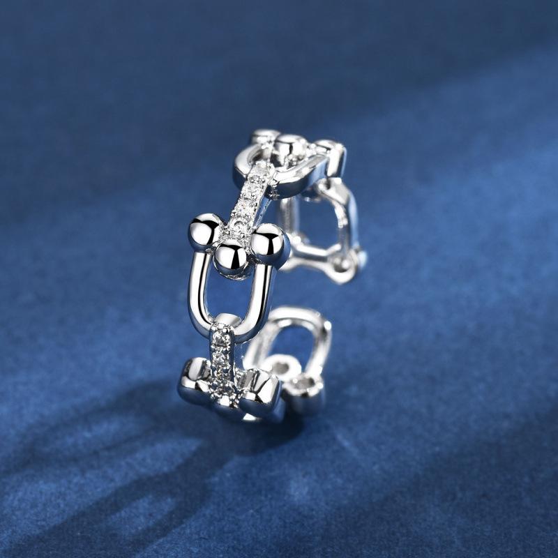 Открытое U-образное кольцо с бриллиантами, Модный и универсальный изысканный ювелирный подарок opening adjustable