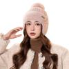 Fleece warm knitted ear protection hat women's winter cold-proof pullover wool hat outdoor cycling sports plush hat