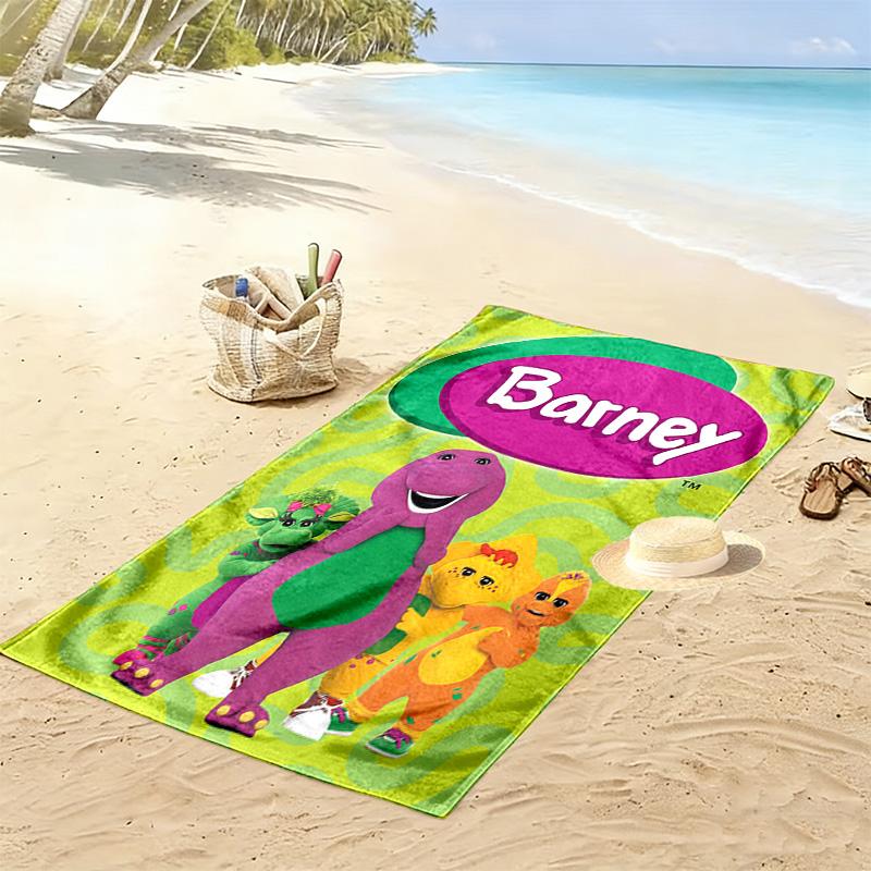 Barney Cartoon Print Beach Towel, Large Soft Quick Dry Towel for Beach Camping Swimming