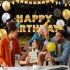 Black Gold Happy Birthday Backdrop Banner Glitter Black Gold Theme Photography Photo Prop Background Decor for Men Women Boys Girls Celebration