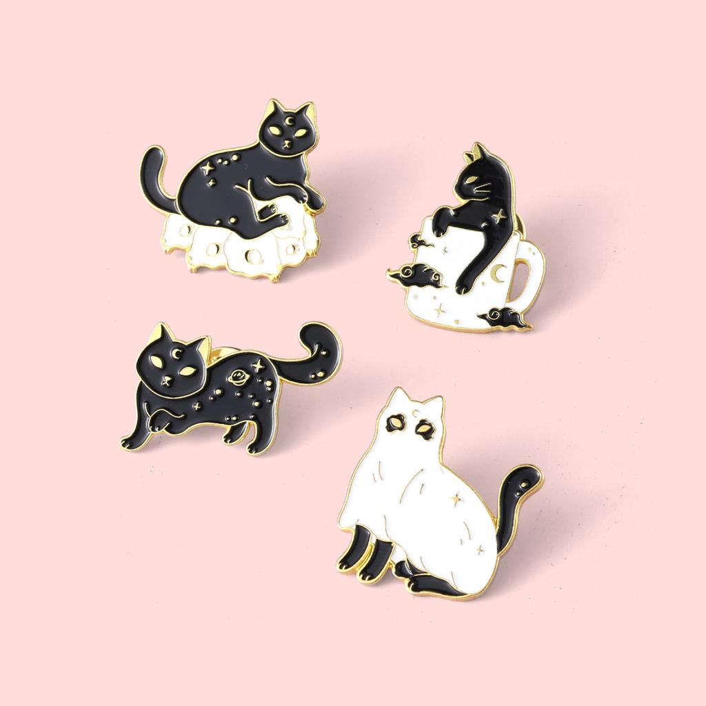 Fashionable Ghost Black Cat Lapel Pin For Men And Women Ideal For Halloween Decorations