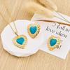 Heart-Shaped Women's Stud Earrings with Light Luxury Gem and Stainless Steel Heart Necklace