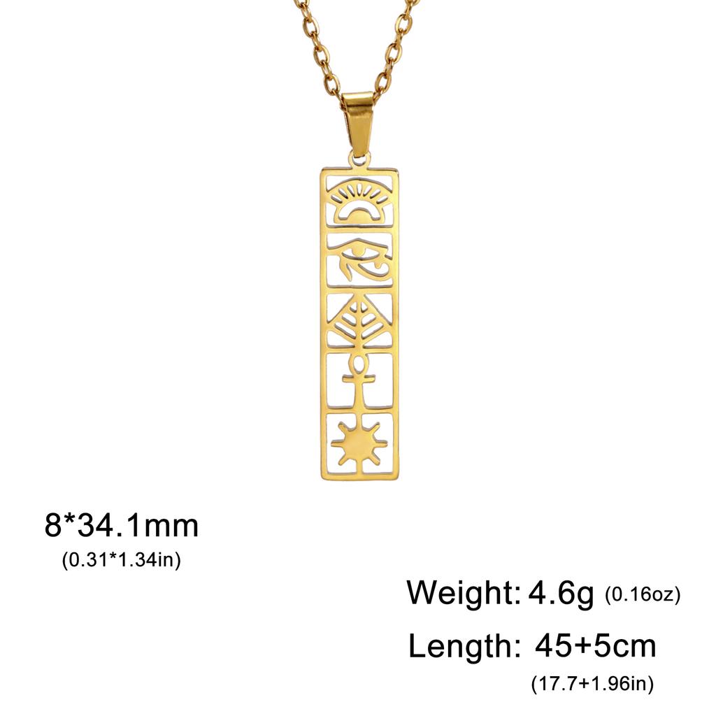 Dawapara Eye of Horus Ankh Cross Necklace Egyptian Cartouche Hieroglyph Pendant Stainless Steel Ancient Spiritual Jewelry