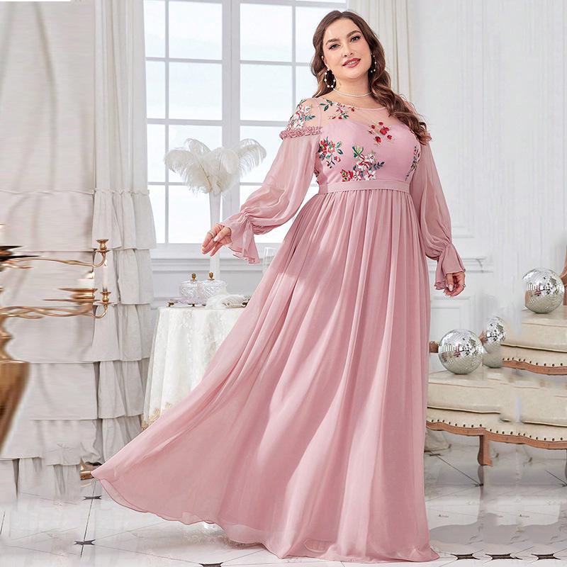 

Plus Size Chic Pink Gentle Wind Evening Dress 0XL