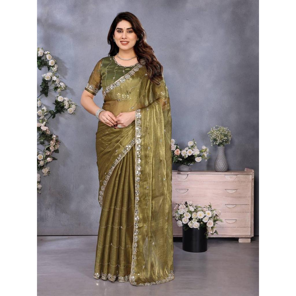 Premium Designer Mirror Work Saree Collection