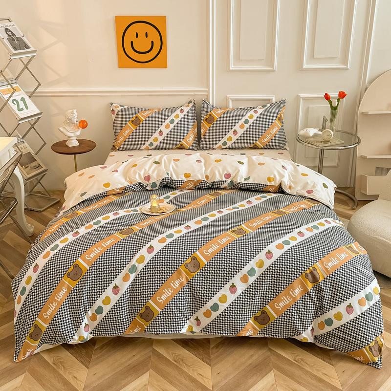 Simple aloe vera cotton four-piece set three-piece set quilt cover bed sheet human bedding