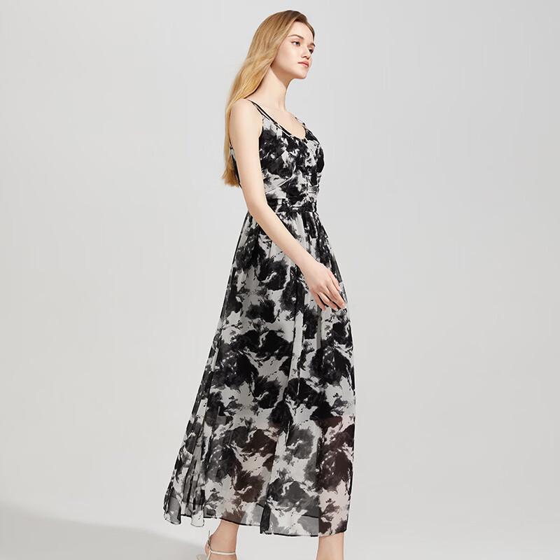 Vintage Floral Strappy Maxi Dress M