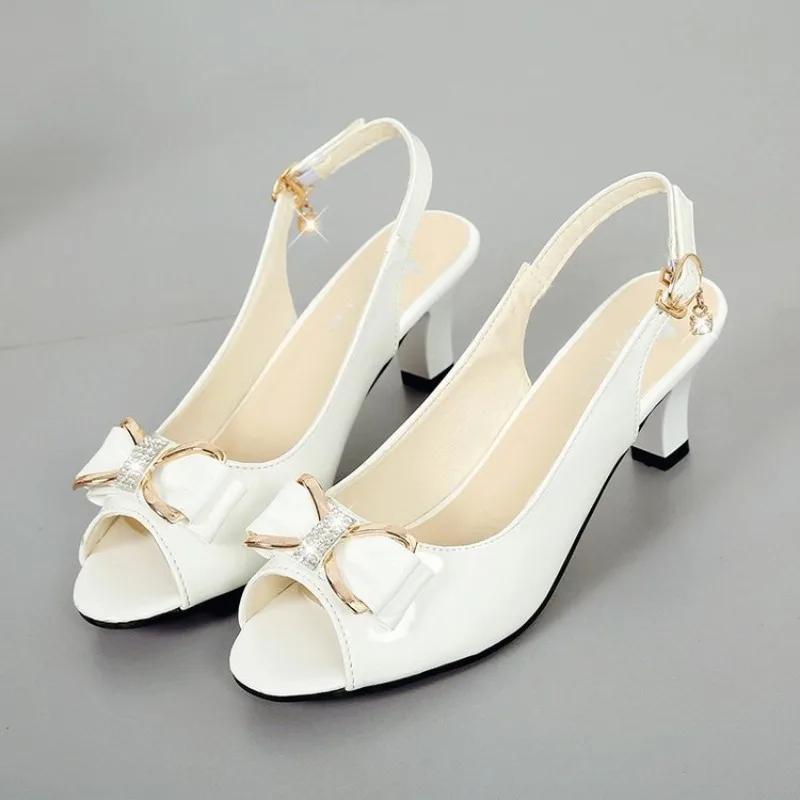 Women's Sandals 2024 Female Stiletto High Heel Shoes for Women Sexy Open Toe Fish Mouth Shoes Woman Bowknot Party Sandals Ladies
