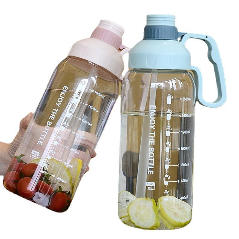 Water bottle summer large capacity plastic kettle adult sports cup space cup student outdoor portable handle straw cup