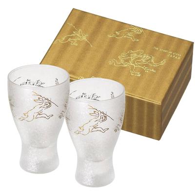 ADERIA Premium Nippon Taste Choju Giga Sake Glass Pair Set 100ml Made In Japan Gift Box S6213 Sake Cold Sake Sake Respect for the Aged 60th (Sake Cup,