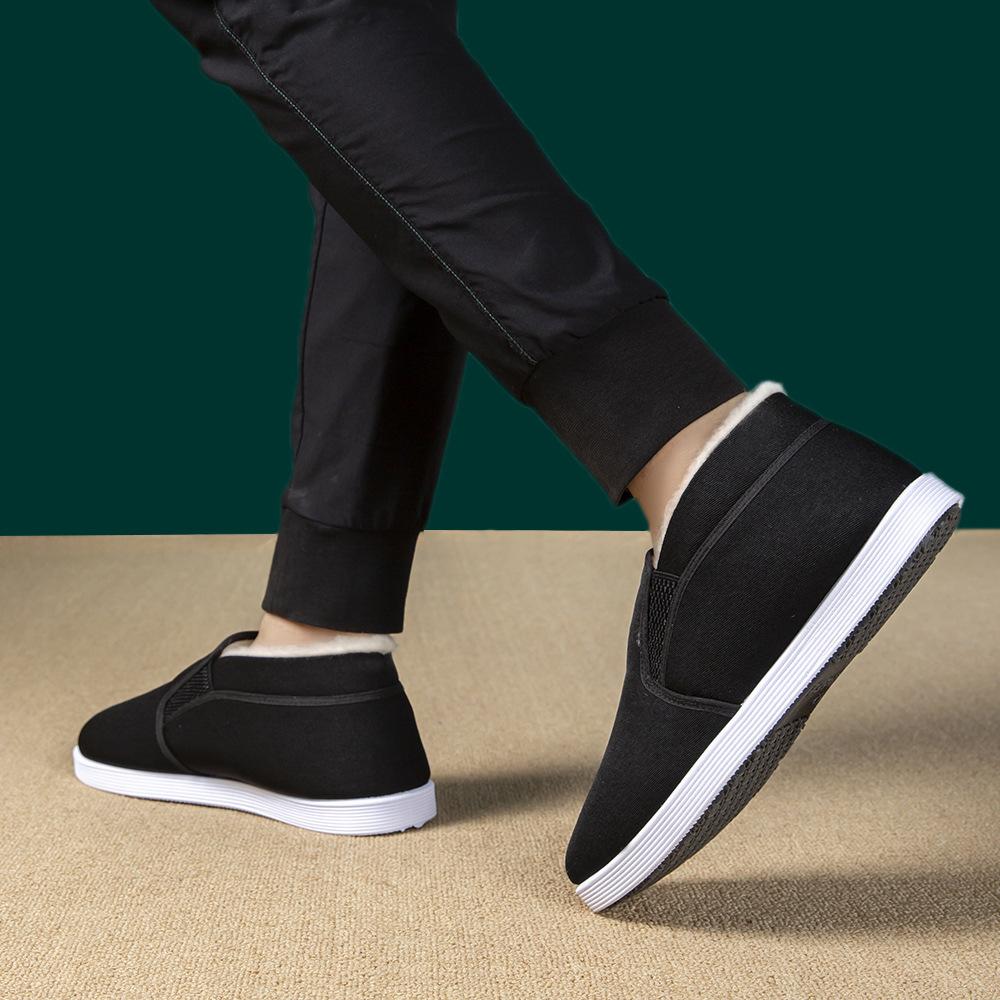 High-top Military Single Cotton Shoes Velvet Warm Lazy Shoes Large Size Medium Black Cloth Cotton Shoes