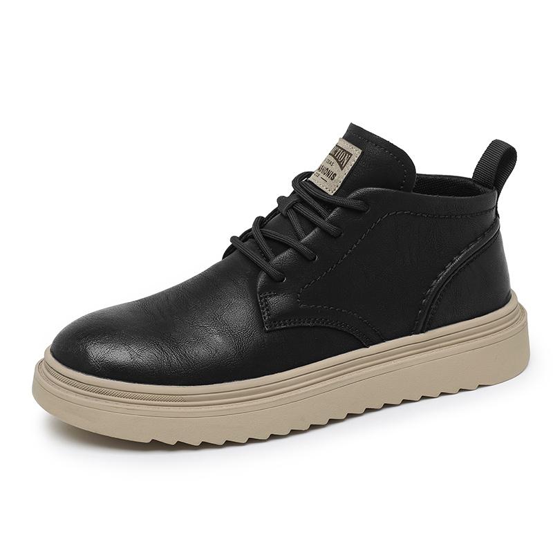 

2024 Высокие Ботинки Мужские Черные Кожаные Ботинки Модные Уличные Мотоциклетные Ботинки Военные Ботинки Мужские Зимние Тактические Ботинки На Шнуровке 44 чёрный