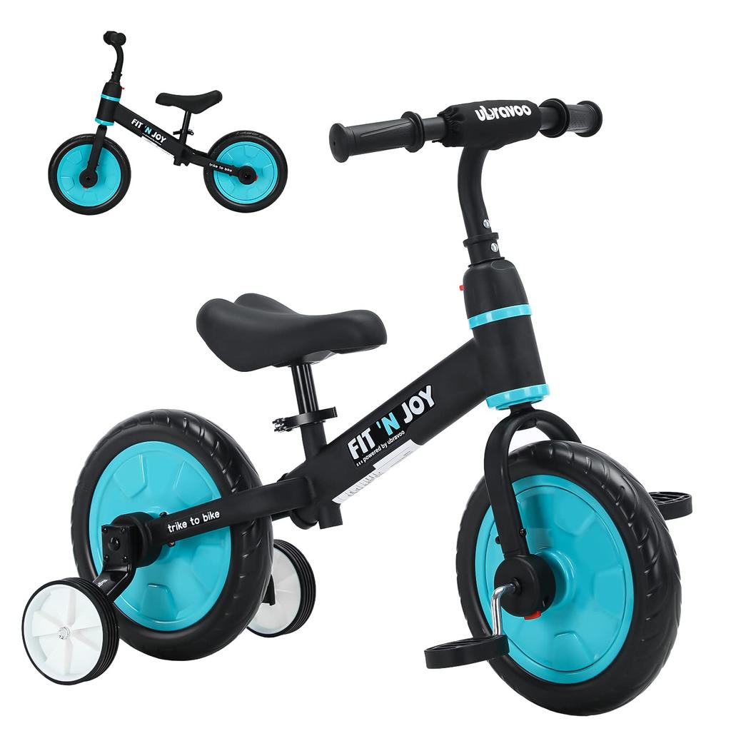 UBRAVOO Kids' Bike, 4-in-1, with Training Wheels, Pedals, One-Touch Assembly, and Adjustable Saddle. A Great Birthday Gift for Kids.